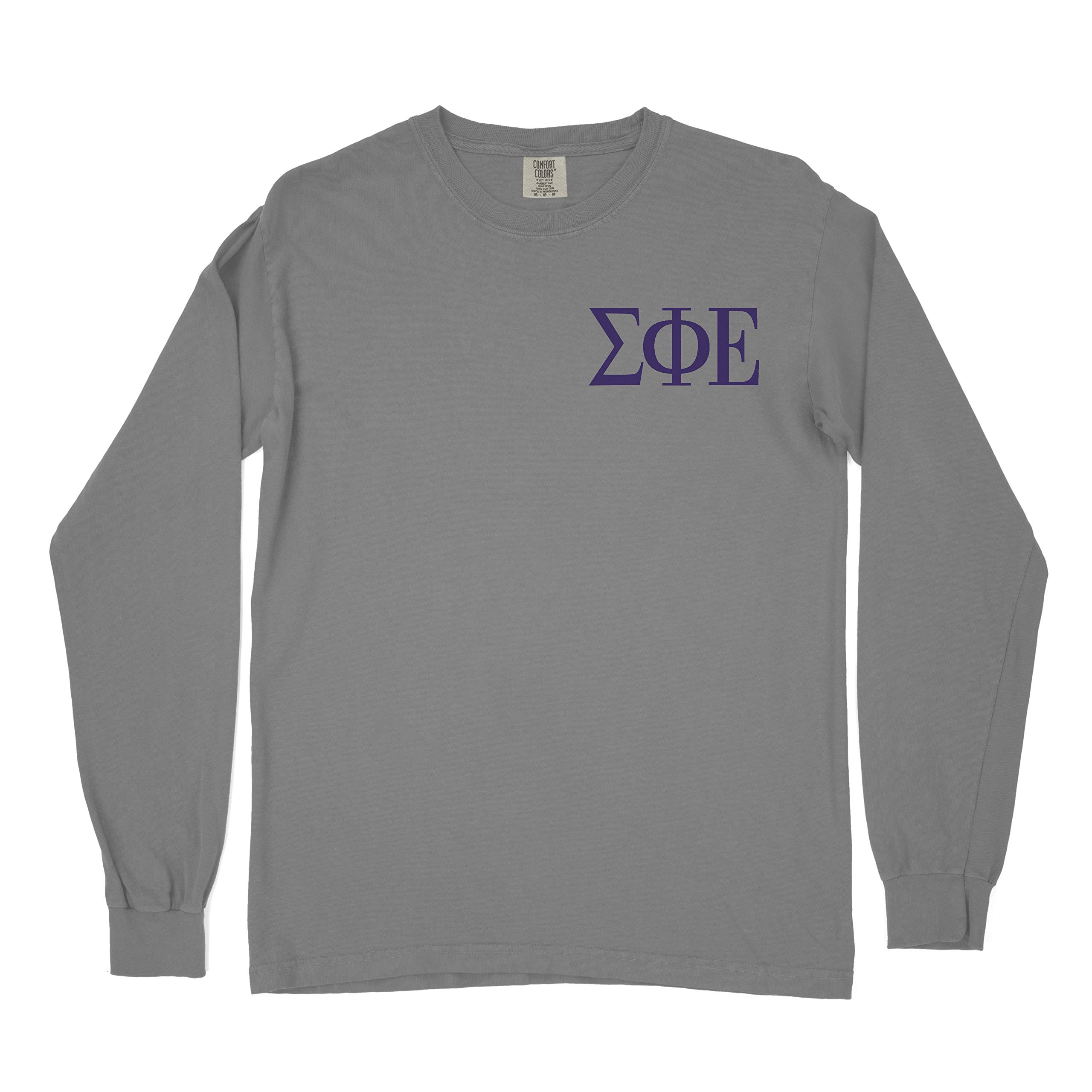 Sigma Phi Epsilon Fraternity Crest Comfort Colors Long Sleeve T-Shirt | Greek Life Apparel | College Brotherhood & Campus Events