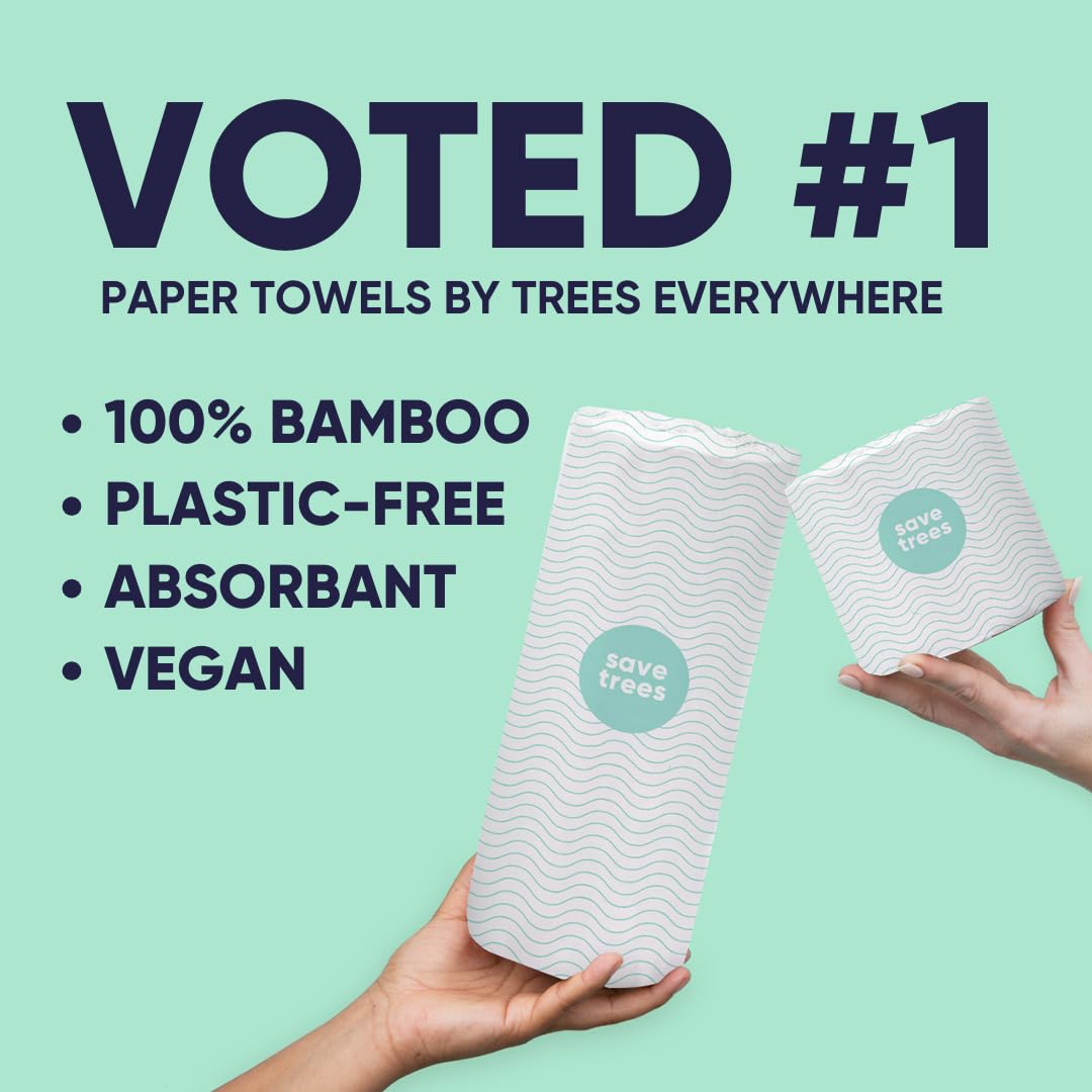 Cloud Paper Bamboo Paper Towels - 40 Rolls | Ultra Absorbent & Eco-Friendly Kitchen Towels | FSC-Certified, Plastic-Free, Chlorine-Free | Perfect for Sustainable Home Cleaning & Spill Control