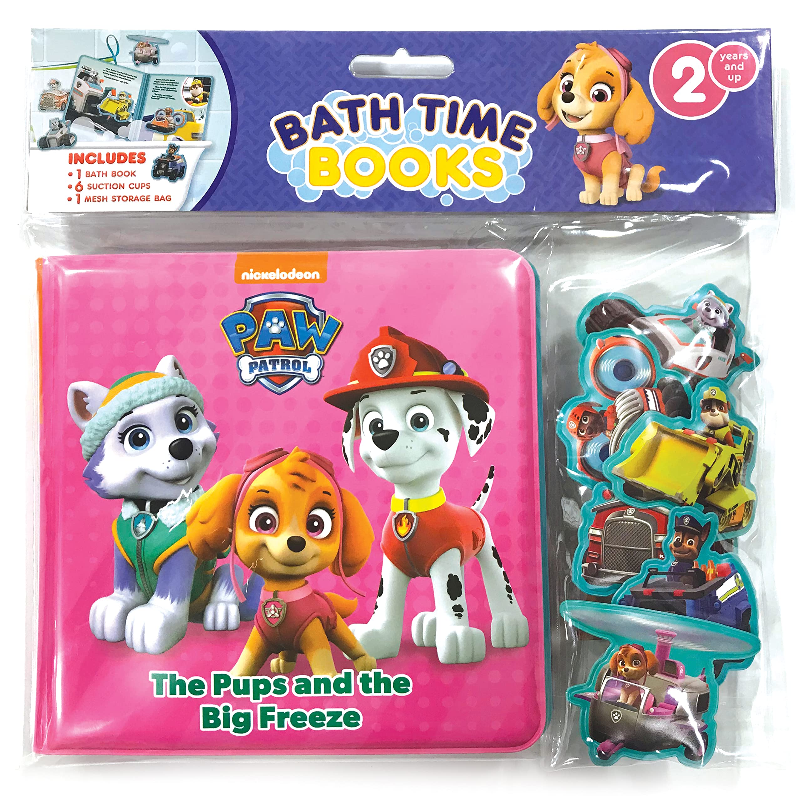 Paw Patrol Bath Book for Kids - 6 Padded Suction Cups, Fun Bath Time Activity