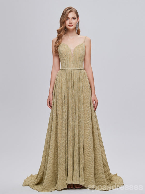 Elegant Spaghetti Strap A-Line V-Neck Long Prom Dresses for Women - Affordable Formal Gowns for Homecoming, Evening Parties & Special Occasions