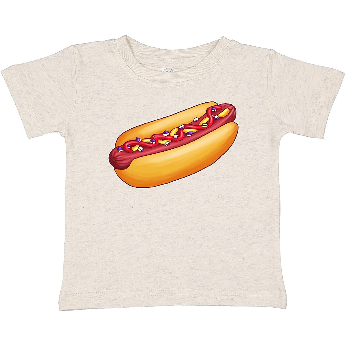 Inktastic Hot Dog Illustration with Mustard Onions and Ketchup Baby T-Shirt - Cute Graphic Tee for Toddlers & Infants - Perfect for Playdates, Family Outings & Photo Shoots