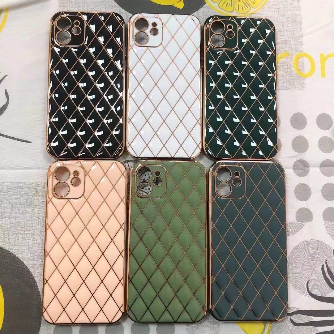Elegant Electroplated Leather Case for iPhone 11 Pro Max - Slim Soft Lambskin Cover with Diamond Lattice Design, Non-Slip Grip Protective Phone Case for Women & Girls (Black) | Perfect for Daily Use, Office, and Special Occasions