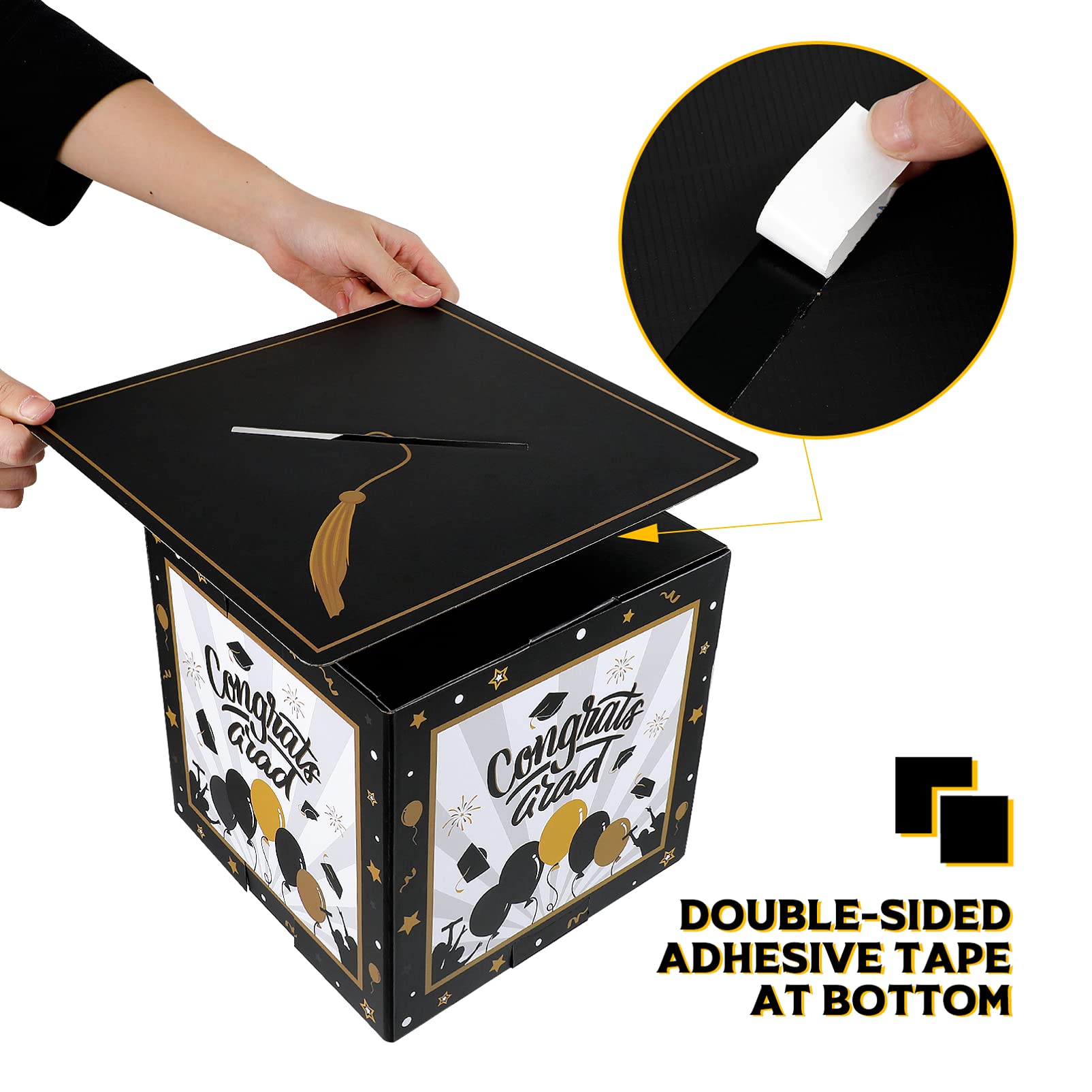 PRETYZOOM 2021 Graduation Card Box - Class of 2021 Graduation Cap Candy Box for Graduation Party Decorations, Favors & Gifts - Perfect for High School, College Graduation Celebrations & Photo Props