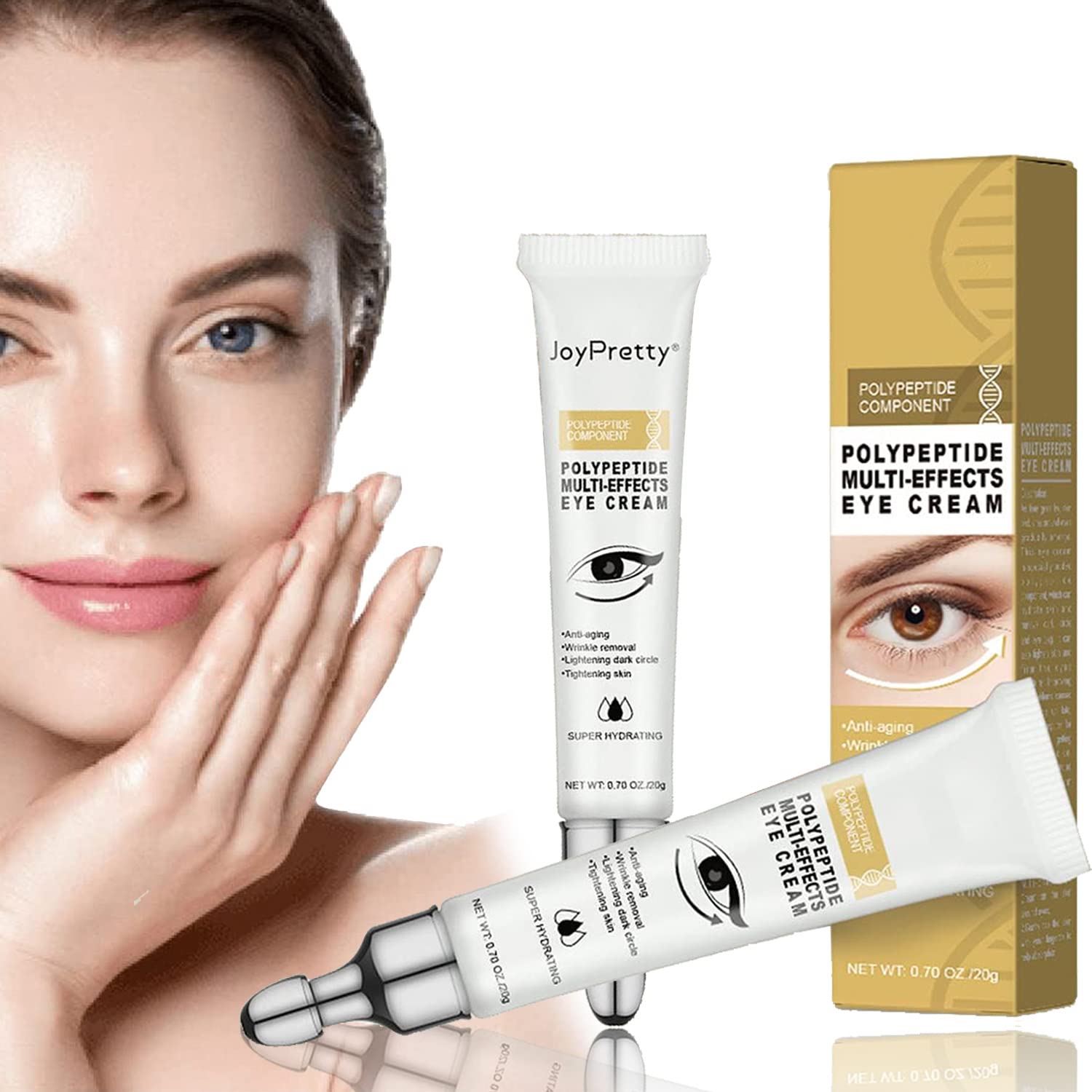 Polypeptide Multi-Effects Eye Cream - 20G Dark Circle & Puffiness Treatment, Anti-Aging Wrinkle Remover, Tightening & Nourishing Eye Care for Men & Women | Perfect for Night Routine & Travel Skincare