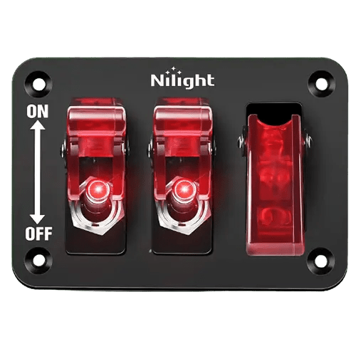 3 Gang 3 Pin SPST ON/Off Red Rocker Switch Panel with LED Light & Flip Cover - Waterproof Marine Boat RV Car Dashboard Control Panel for Automotive, Home Appliances, and DIY Projects