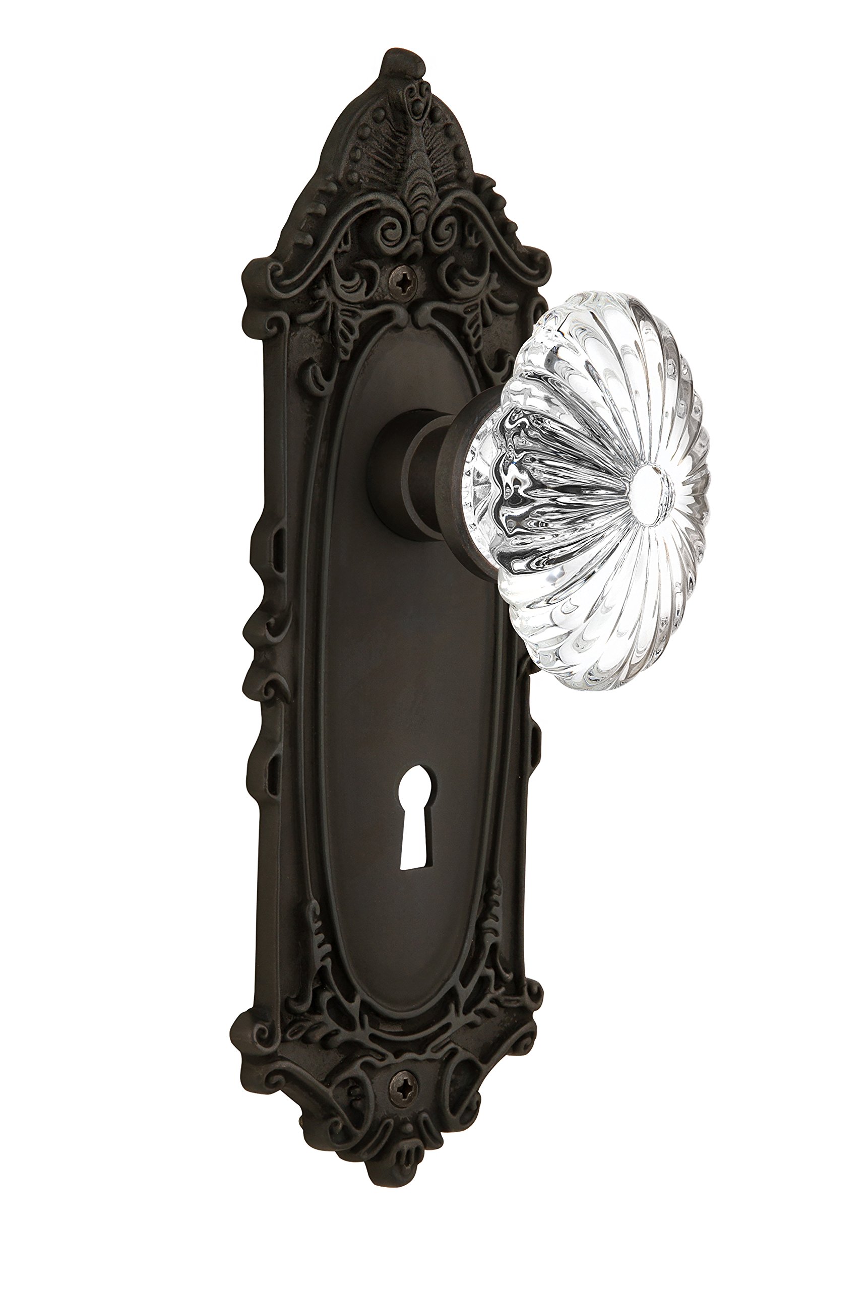 Nostalgic Warehouse Victorian Keyhole Oval Fluted Crystal Glass Knob - 2.25