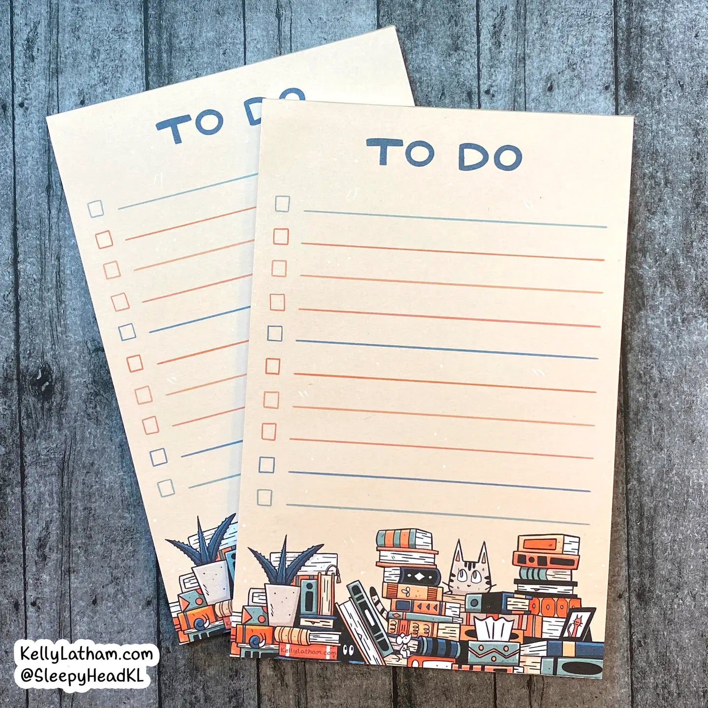 Cat in Book Pile To-Do Notepad - Cute Cat Design Memo Pad for Office, School & Home Organization - Perfect Planner for Students, Writers & Book Lovers