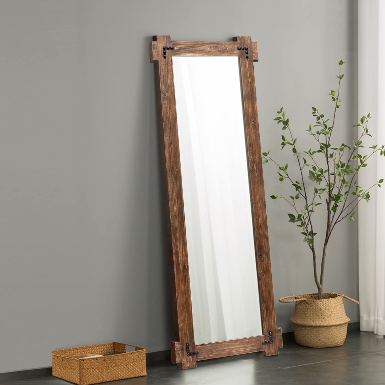 Rustic Full Length Mirror - 65x25 Inches Farmhouse Wall Decor, Oversized Floor Mirror for Living Room & Bedroom, Standing Leaning or Hanging Large Framed Mirror | Perfect for Home Decor, Dressing Area, and Entryway