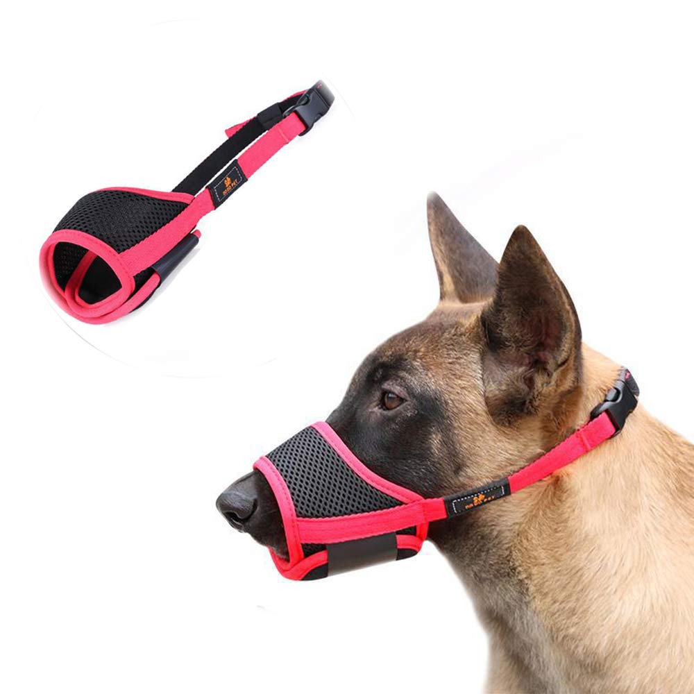 Adjustable Dog Muzzle for Small & Medium Dogs - Anti-Biting & Anti-Bark Pet Mouth Cover (Size S, Red) - Perfect for Training, Grooming & Vet Visits