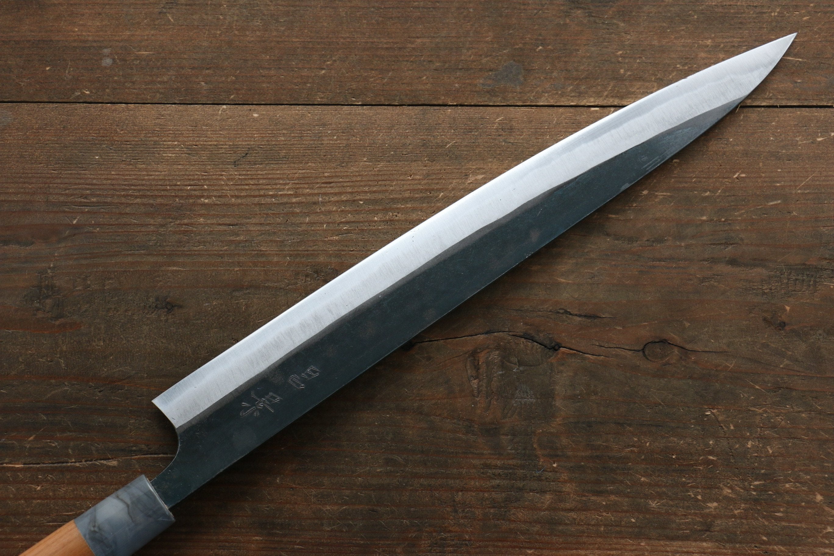 Masakage Mizu Blue Steel No.2 Sujihiki Knife 300mm - Japanese Chef Knife with Black Finish & American Cherry Wood Handle - Perfect for Slicing Meat, Sushi, and Precision Cutting