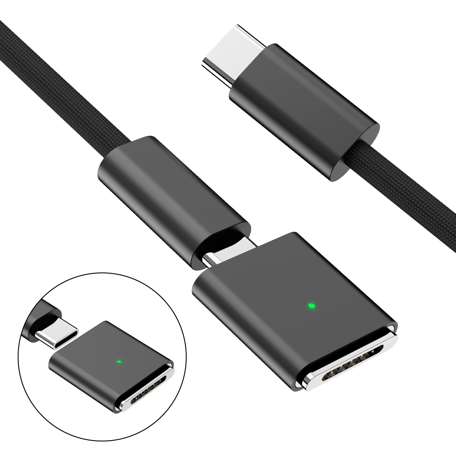 140W USB-C to Magnetic 3 Charging Cable - Compatible with MacBook Pro 2023 (M2, 14/16 inch), MacBook Air 2022 (M2), MacBook Pro 2021 (M1, 14/16 inch) - Includes 240W Type-C Charger (6.6ft/2M, Black) - Fast Charging for Work, Travel & Home Office