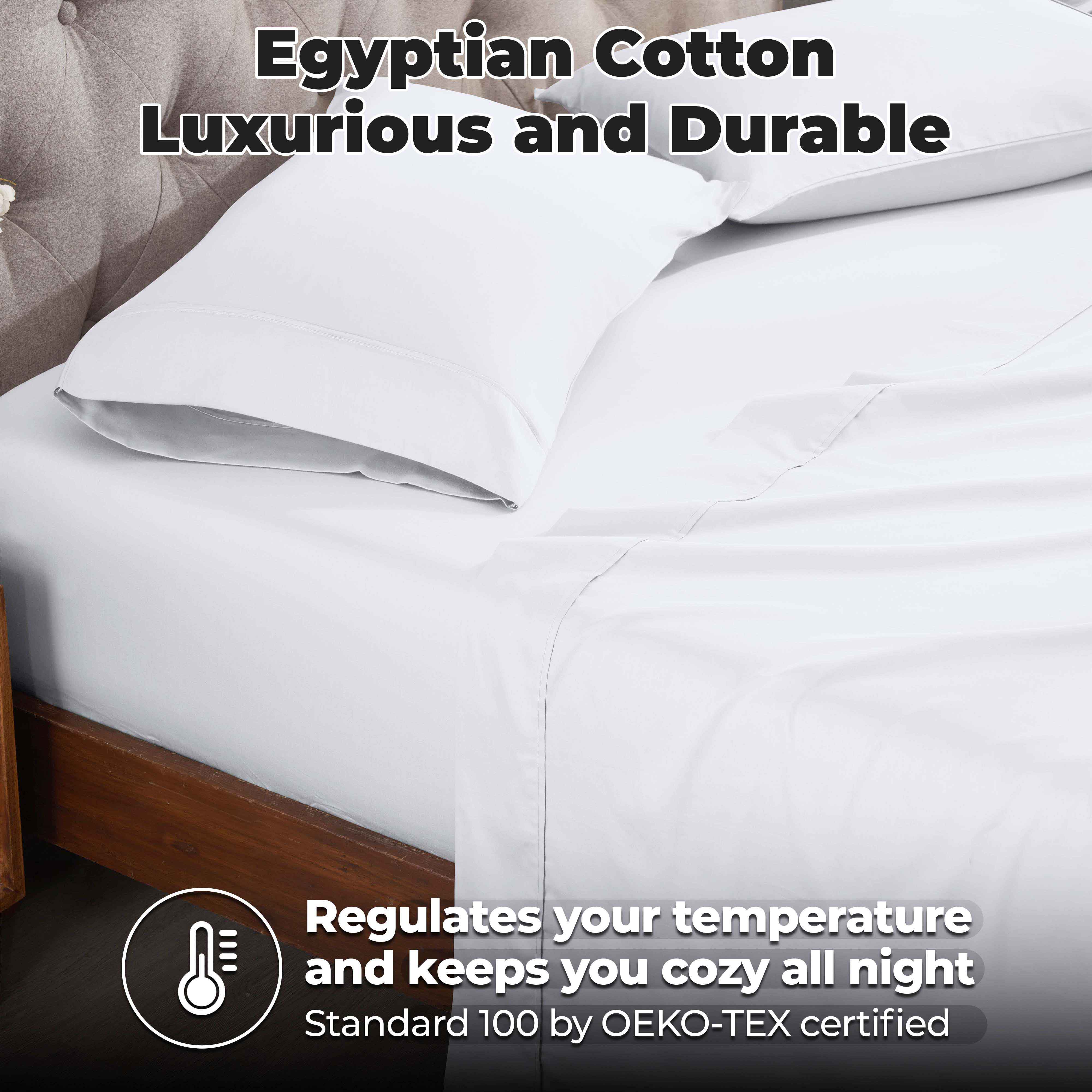 Premium 400 Thread Count Egyptian Cotton Bed Sheet Set - Soft, Breathable & Durable for Luxury Bedroom Comfort