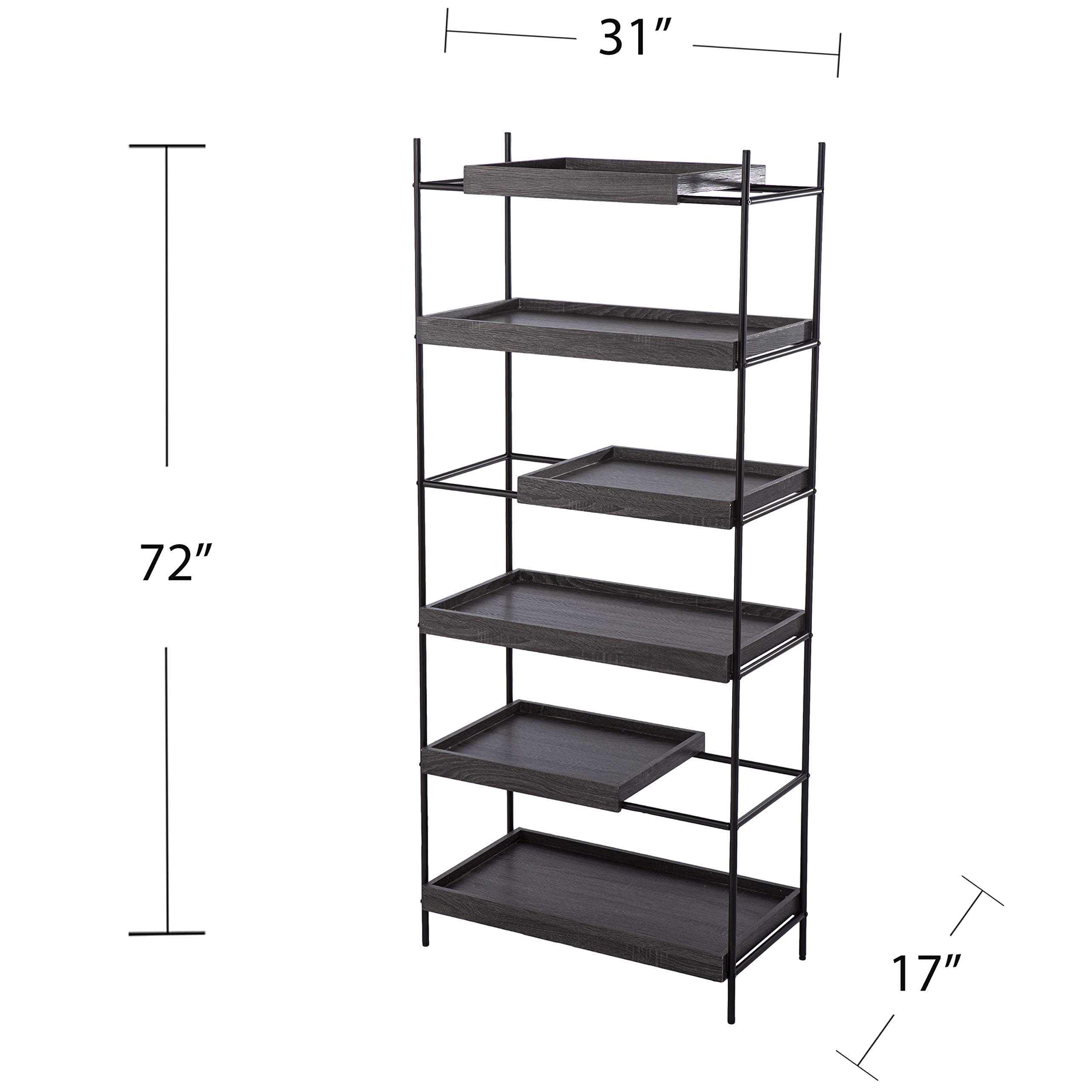 SEI Furniture Wall Mounted Sliding Shelf Bookcase - Black, Modern Storage Solution for Living Room, Bedroom, or Office Organization