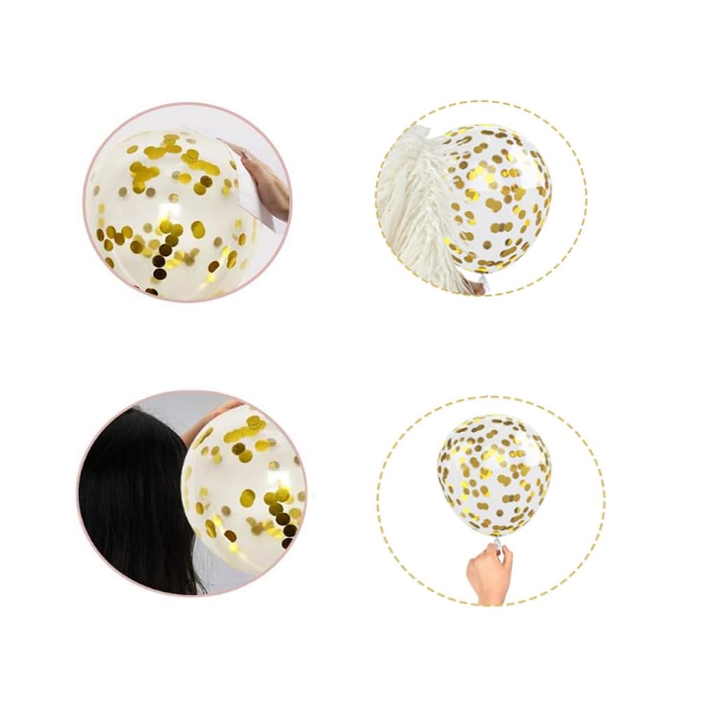 60 Pack Gold Pearl White Gold Confetti Balloons - 12 Inch Latex Glitter Balloons for Birthday, Wedding, Baby Shower, Bridal Shower & Party Decorations - Perfect for Indoor and Outdoor Celebrations