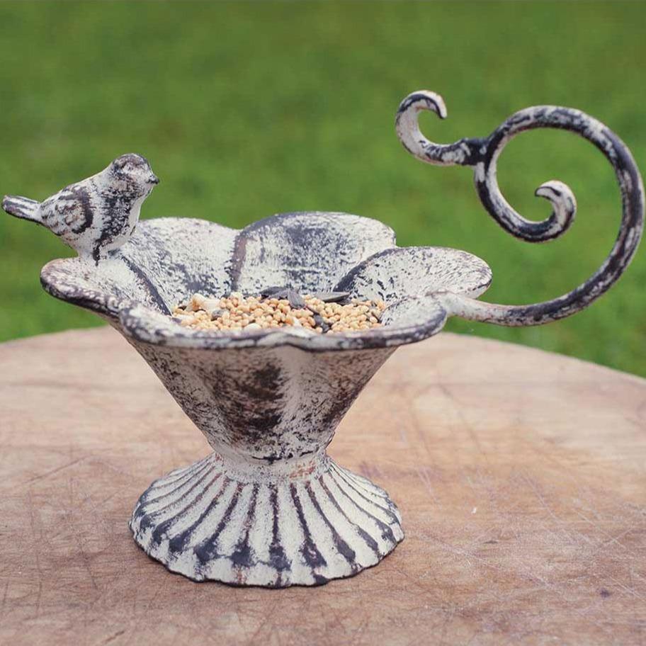 Cast Iron Tabletop Bird Feeder Set - Heavy Duty Outdoor Garden Decor for Attracting Wild Birds - Perfect for Patio, Balcony, and Backyard Bird Watching