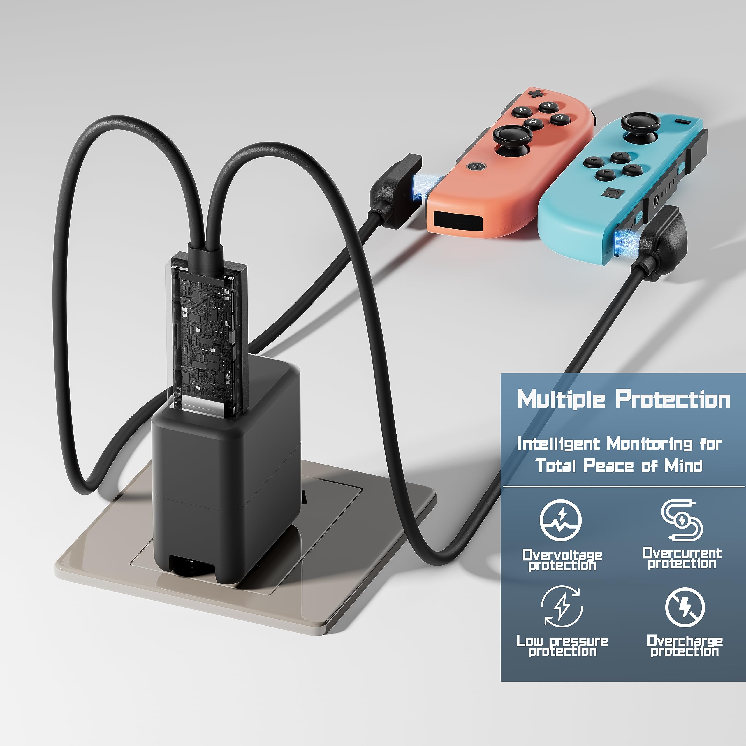 Nintendo Switch & OLED Joy-Con Charging Dock with LED Indicator - Fast Charging Station for Switch Controllers - Perfect for Gaming, Travel & Multiplayer Sessions