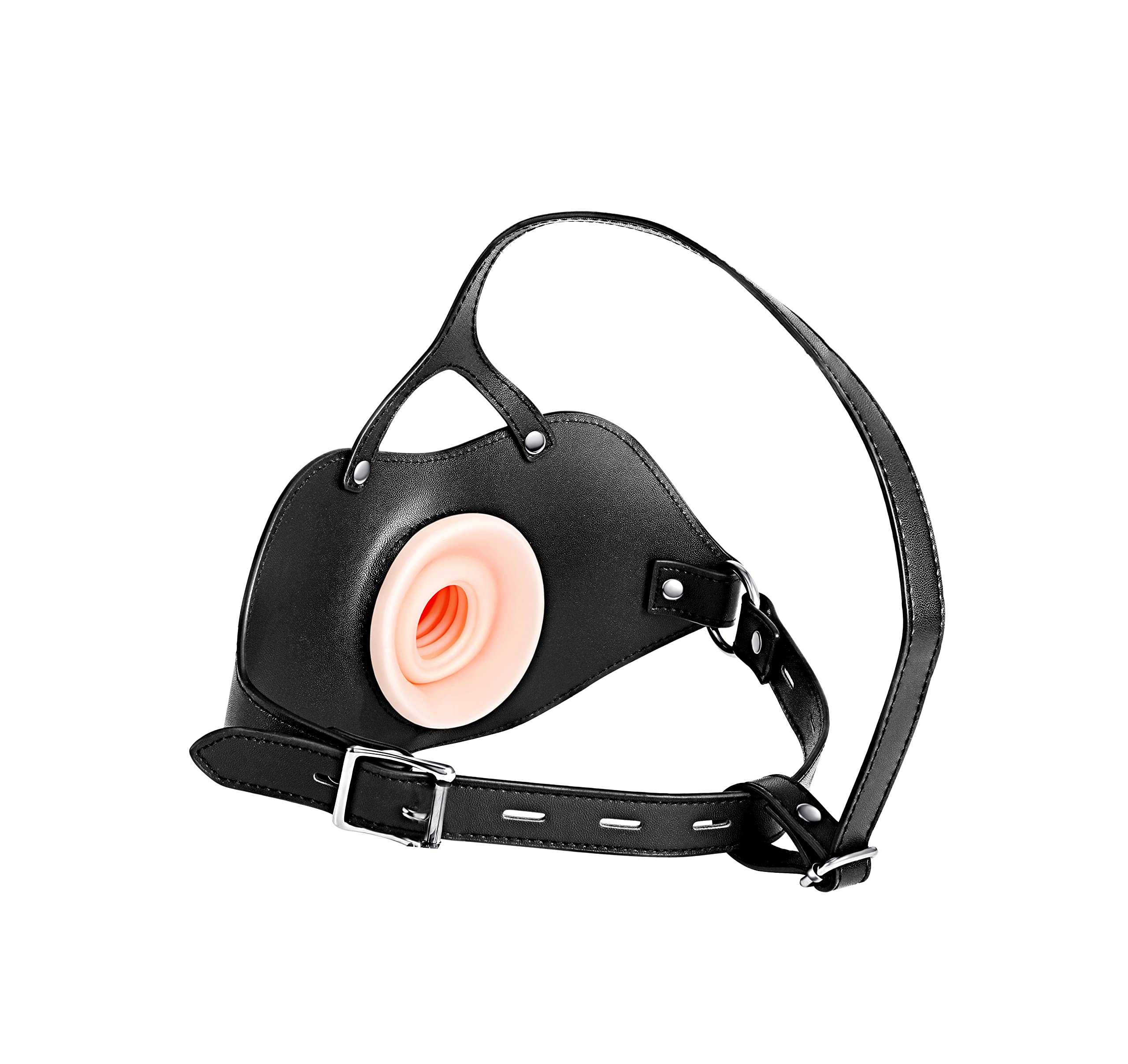 Premium PU Leather Locked Mouth Gag for Adults - Large Size BDSM Restraint (Black) - Perfect for Role Play, Sensory Deprivation & Bondage Scenes