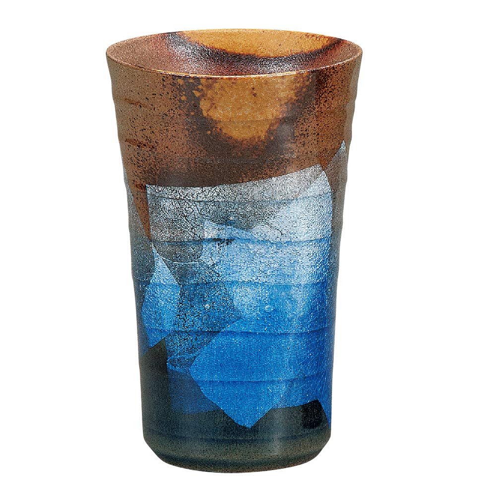 Premium Kutani Pottery Pair Beer Glasses - Silver Color Japanese Import for Elegant Dining & Gift Giving