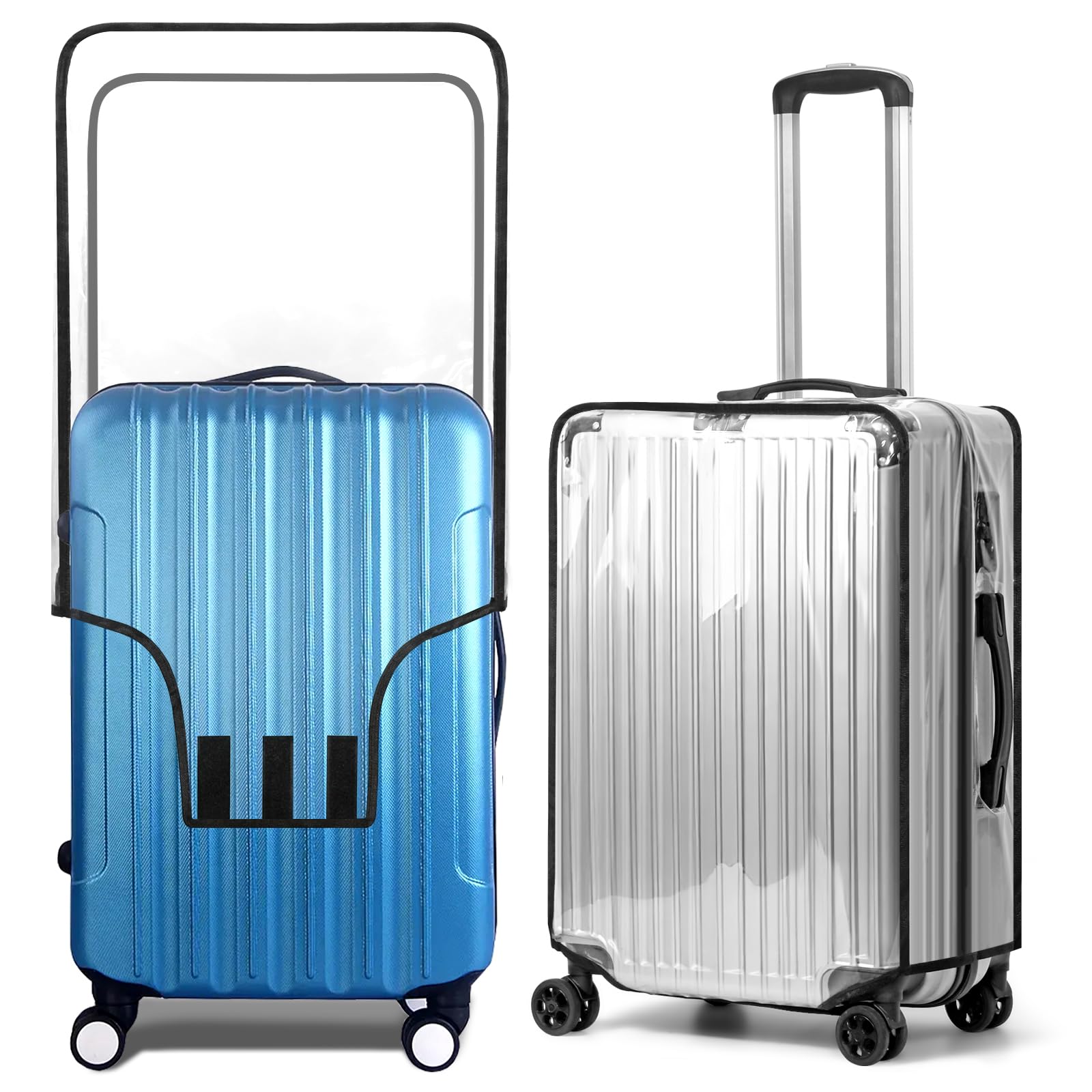 2PCS Clear PVC Luggage Cover Protector for 28 Inch Wheeled Suitcase - Waterproof Travel Suitcase Protector for Airplane, Train & Storage