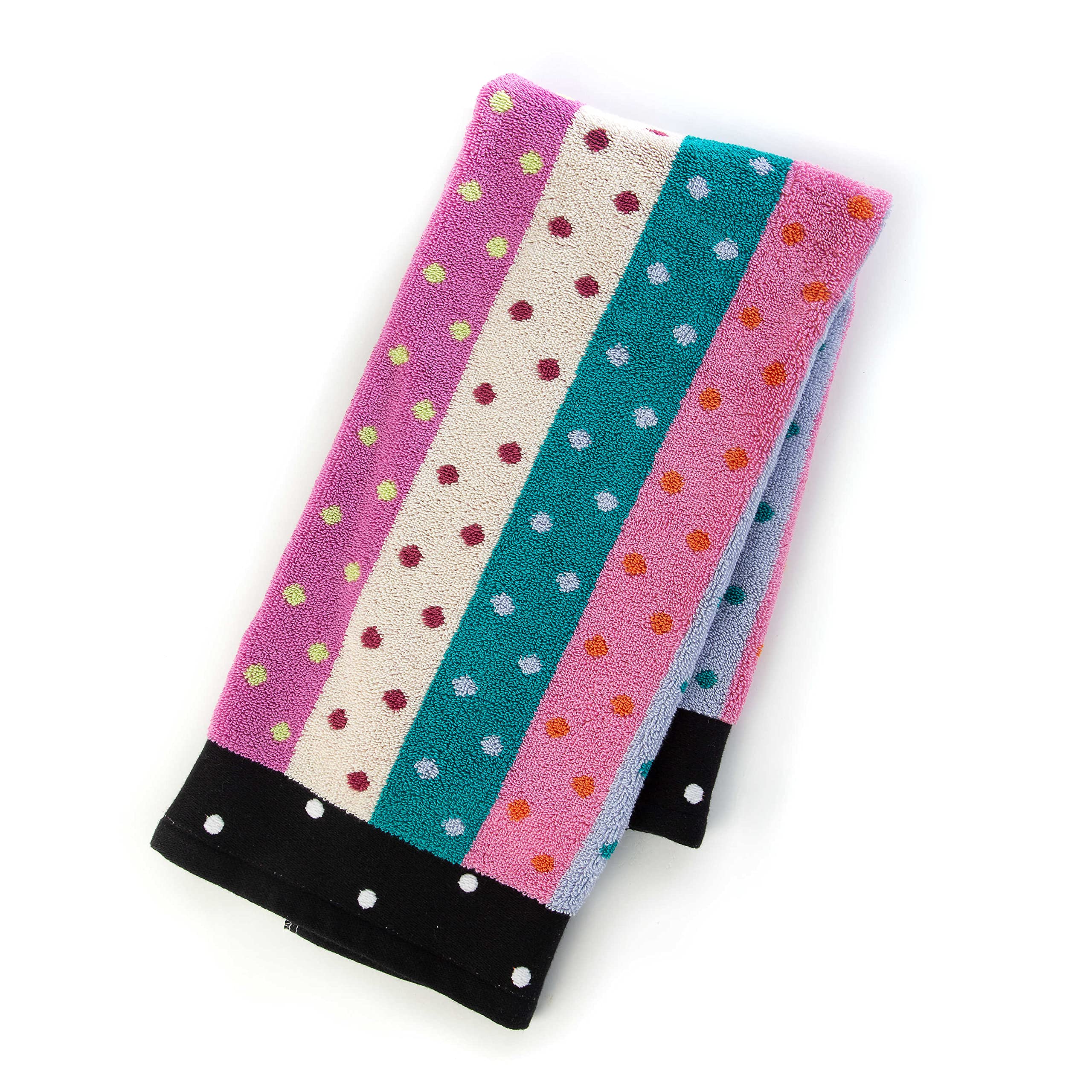 MacKenzie-Childs Decorative Cotton Hand Towel Set - Ribbon & Dot Pattern for Bathroom & Kitchen - Soft Absorbent Towels for Guest Bath, Powder Room & Farmhouse Decor