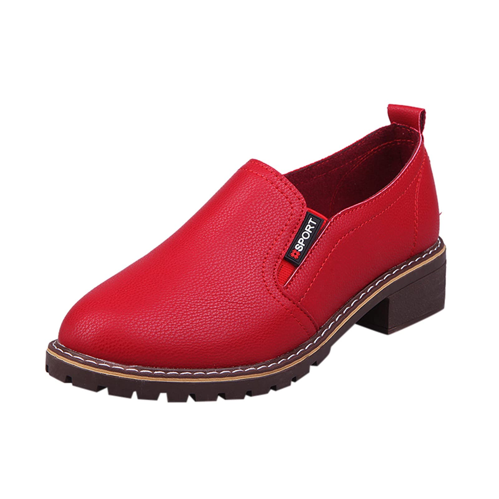 FAJIA Women's Chunky Heel Slip-On Sneakers - Breathable Casual Shoes for Women | Fashionable & Comfortable for Work, Walking & Daily Wear
