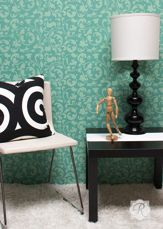Premium Sultan Swirl Wall Stencil - Reusable DIY Painting Template for Home Decor, Accent Walls & Creative Projects - Perfect for Bedrooms, Living Rooms & Nursery