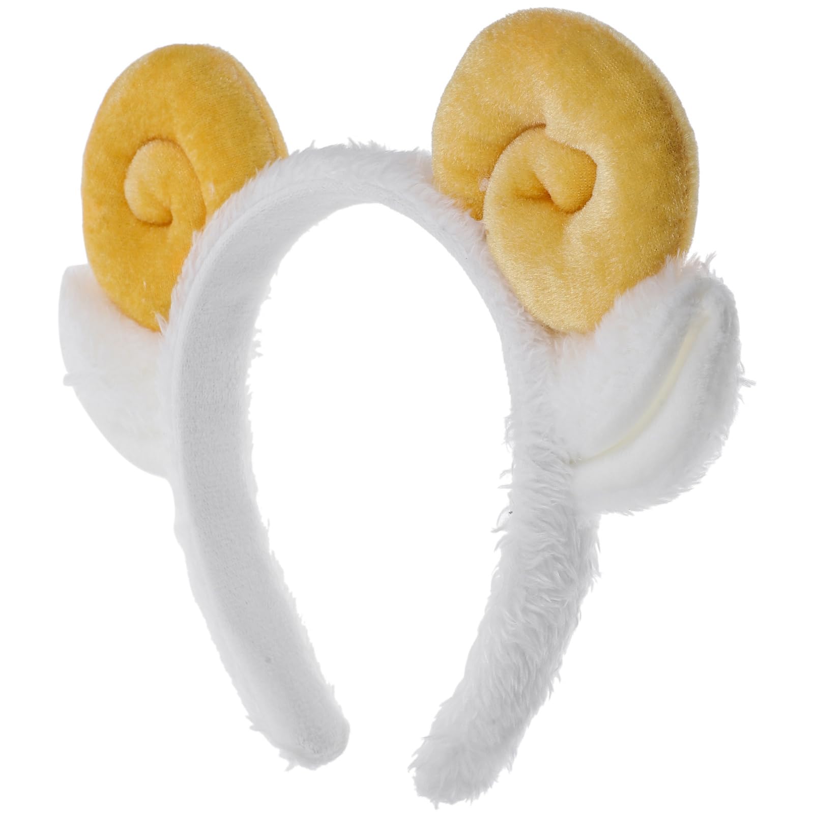 PRETYZOOM Spiral Hair Ties & Plush Goat Headbands - Cute Sheep Horn Hair Accessories for Women & Girls (Yellow) | Perfect for Party Favors, Cosplay & Daily Styling
