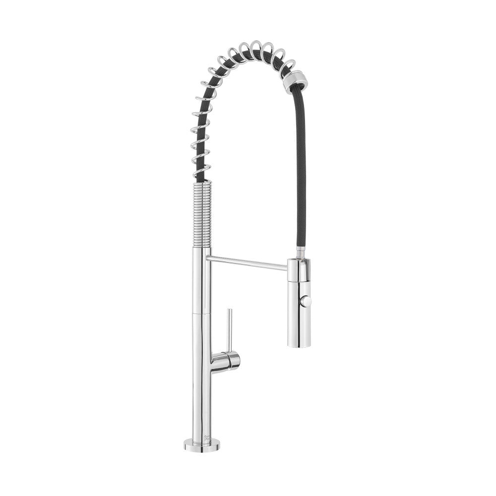 Chrome Single Handle Pull Down Kitchen Faucet - Modern High Arc Design for Easy Washing & Filling Pots (Ideal for Home, Restaurant & Commercial Use)