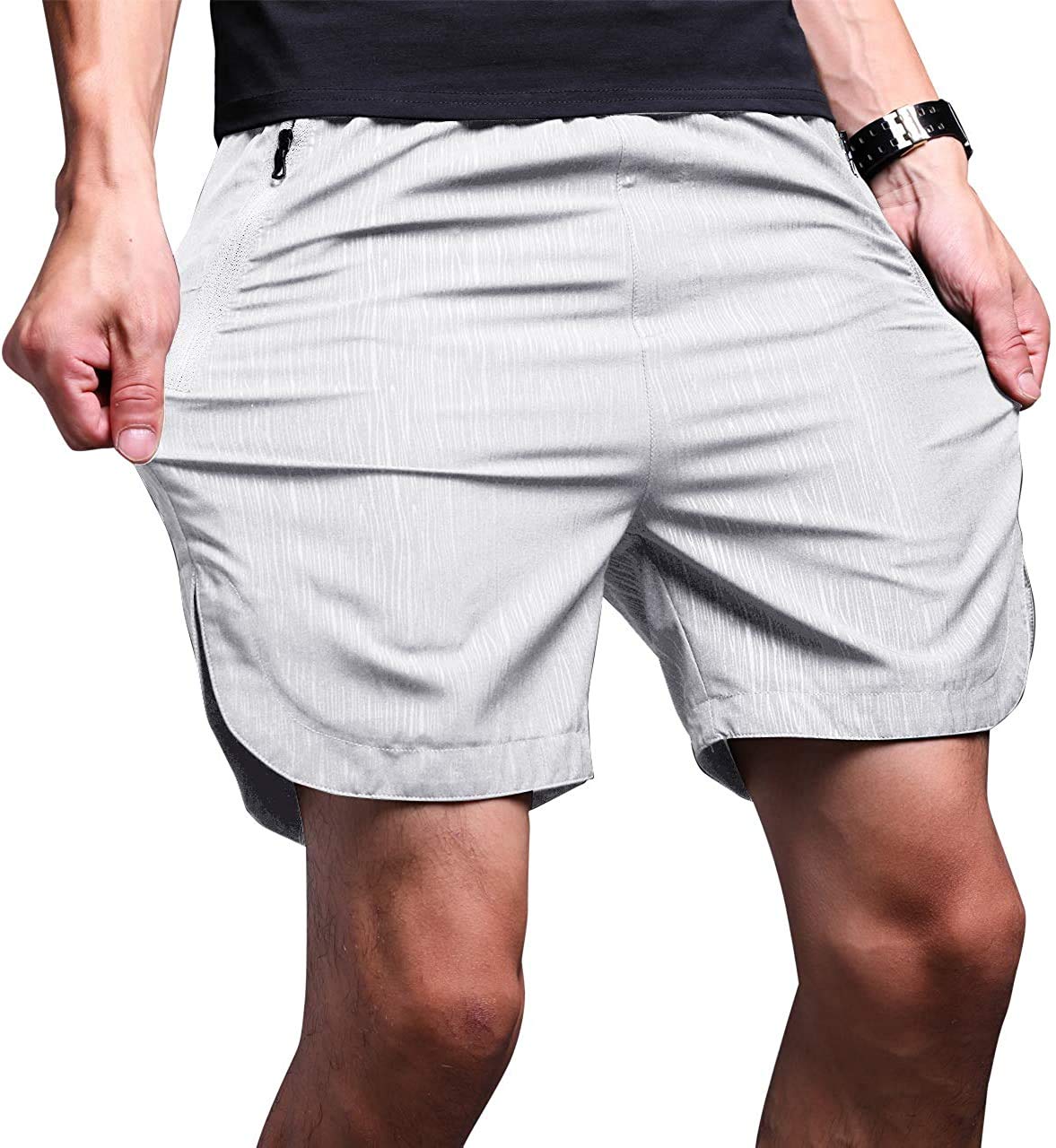 LTIFONE Men's Quick Dry Athletic Shorts with Zipper Pockets for Workout & Training