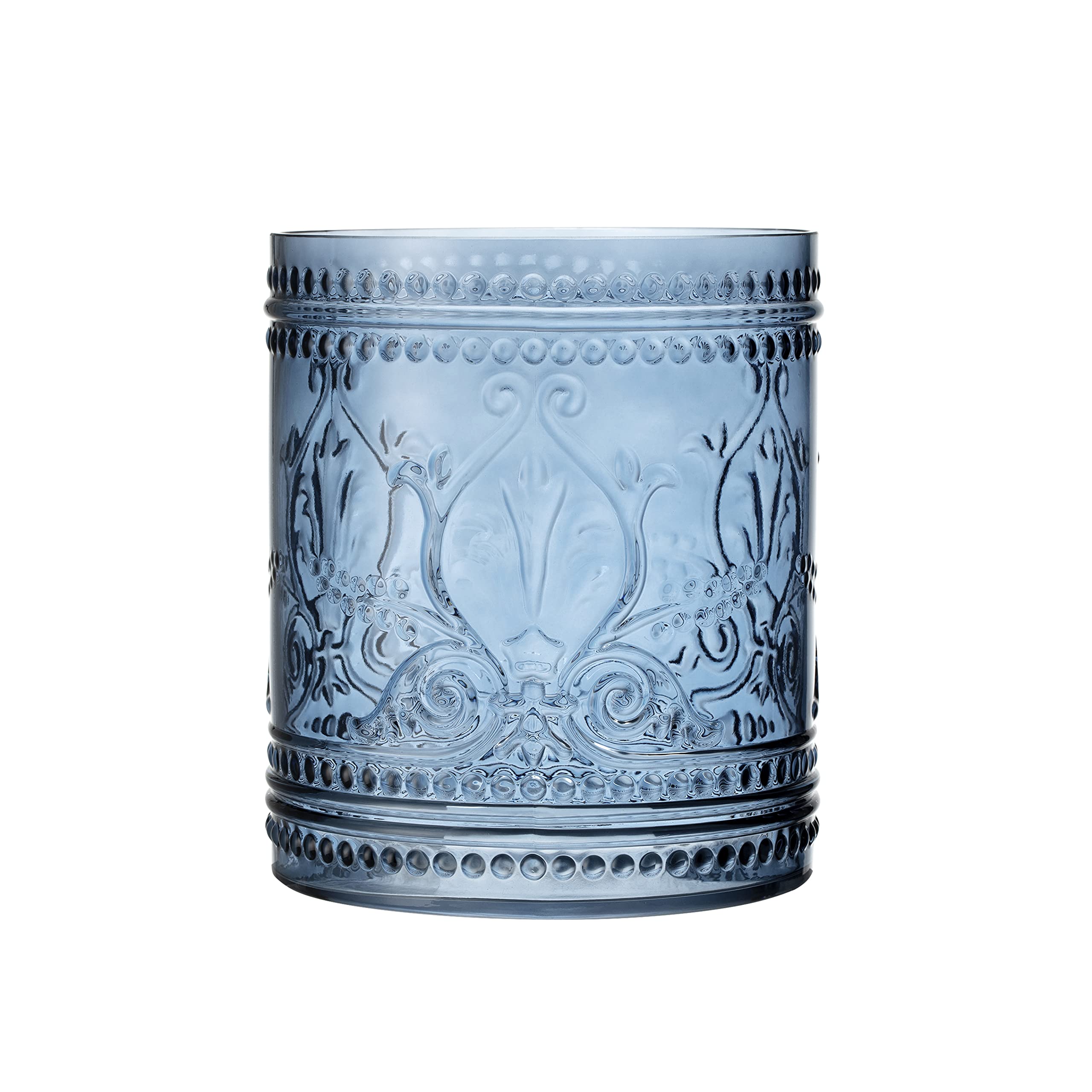 KMwares 2.6-Gallon Thick Glass Wastebasket - Durable Odor-Free Trash Can with Non-Slip Base, Easy to Clean Decorative Bin for Kitchen, Bathroom, Office & Living Room (Dark Blue) - Perfect for Home, Office & Commercial Spaces