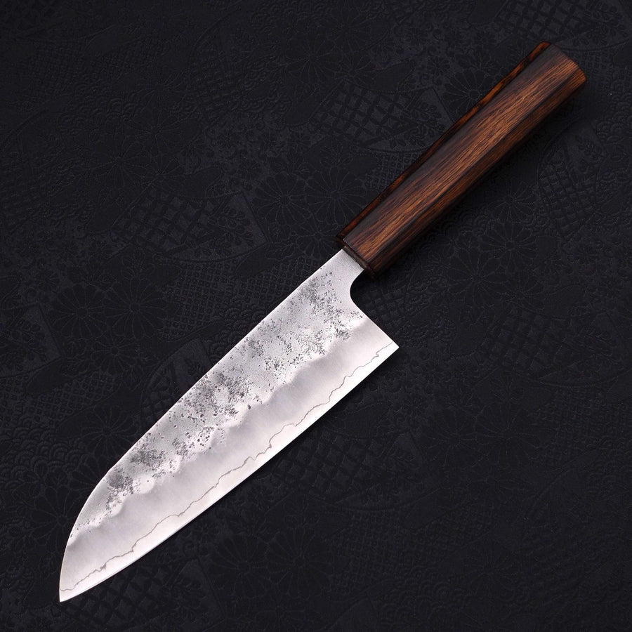 Premium Santoku Knife 165mm - Japanese Silver Steel Blade with Nashiji Finish & Sumi Urushi Handle - Perfect for Sushi, Vegetables & Precision Kitchen Tasks