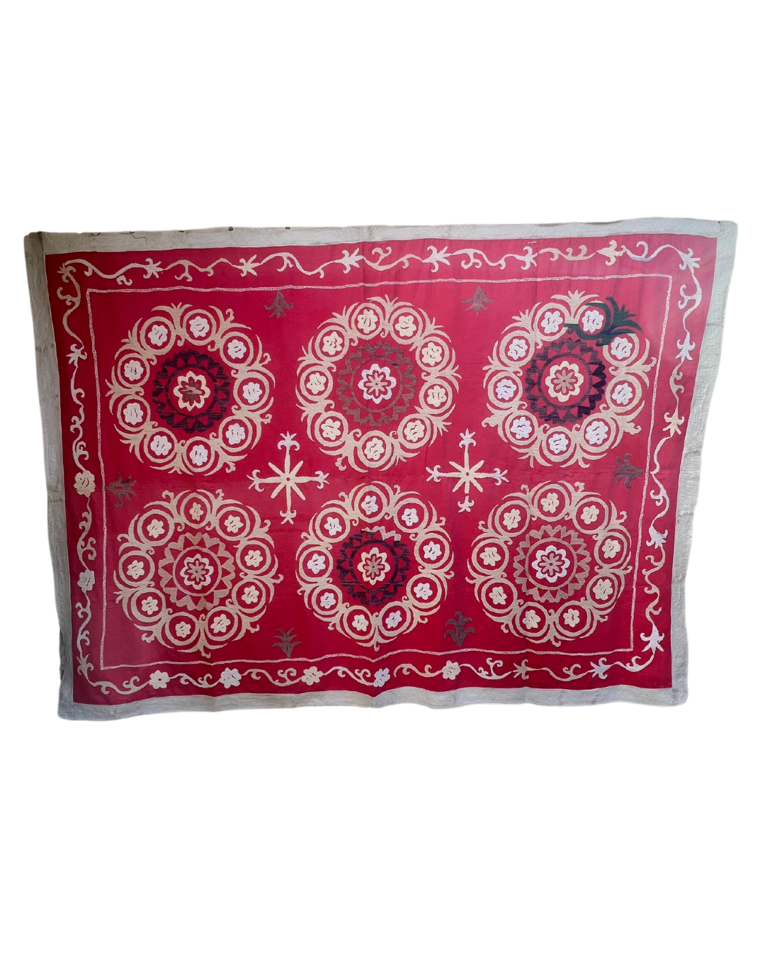 Extra Large Suzani 020 - Handmade Bohemian Style Cotton Throw Blanket for Bed, Sofa & Home Decor - Perfect for Bohemian Bedroom, Living Room & Cozy Nights
