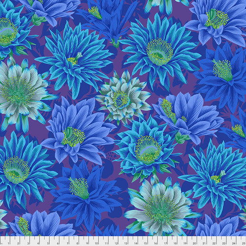 Kaffe Fassett Cactus Flower Blue Quilt Fabric - Premium Cotton Material for Quilting, Sewing & DIY Craft Projects | Perfect for Home Decor, Bedding & Patchwork