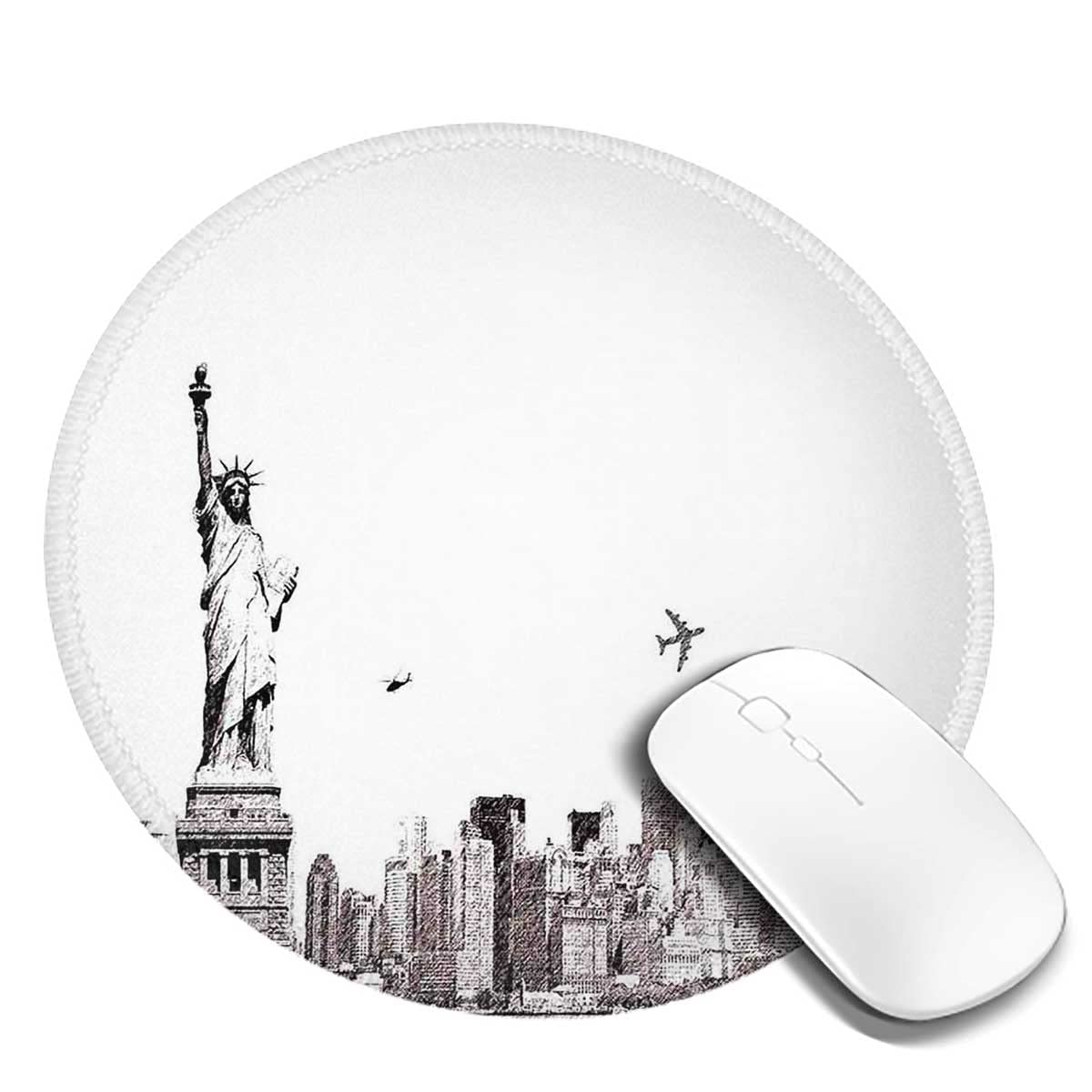 Premium Non-Slip Round Mouse Pad with Stitched Edges - Textured Waterproof Rubber Gaming & Office Mouse Mat (7.9