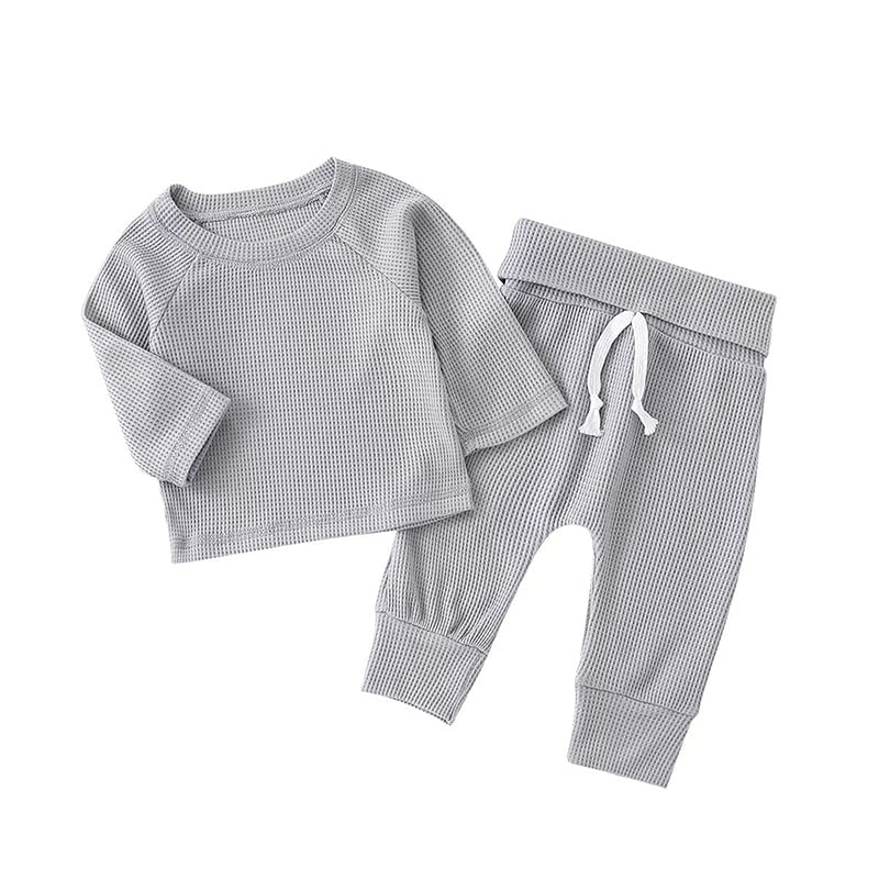 Baby Girl & Boy Waffle Knit Outfits - Long Sleeve Pullover Sweater & Pants Set - Winter Tracksuit for Cozy Playtime & Family Outings