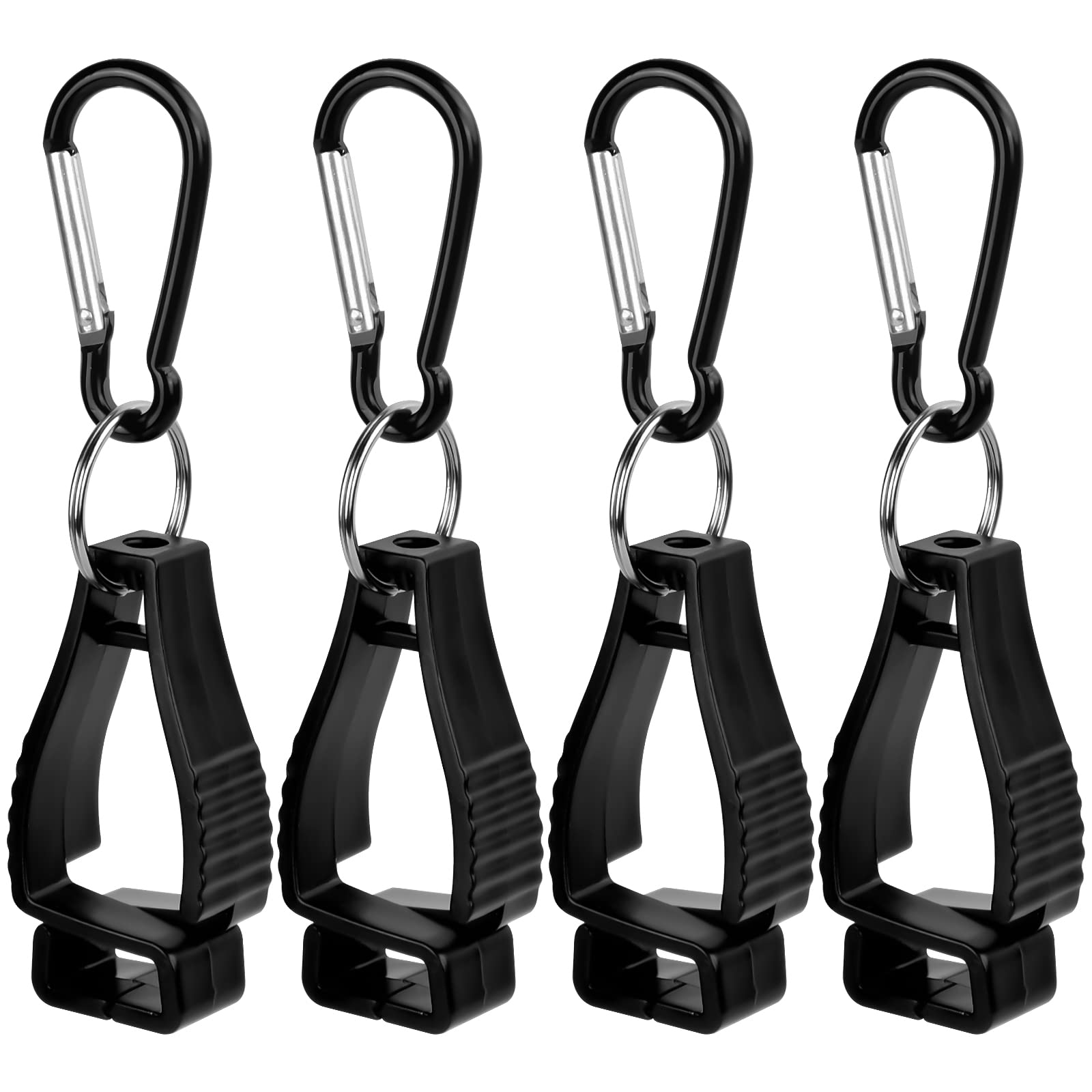 Focenat 4-Pack Black Work Glove Clips with Metal Belt Clip - Non-Slip Glove Holder for Construction, Safety Helmets & Tool Belts | Durable Glove Keeper for Work, Gardening & Outdoor Activities