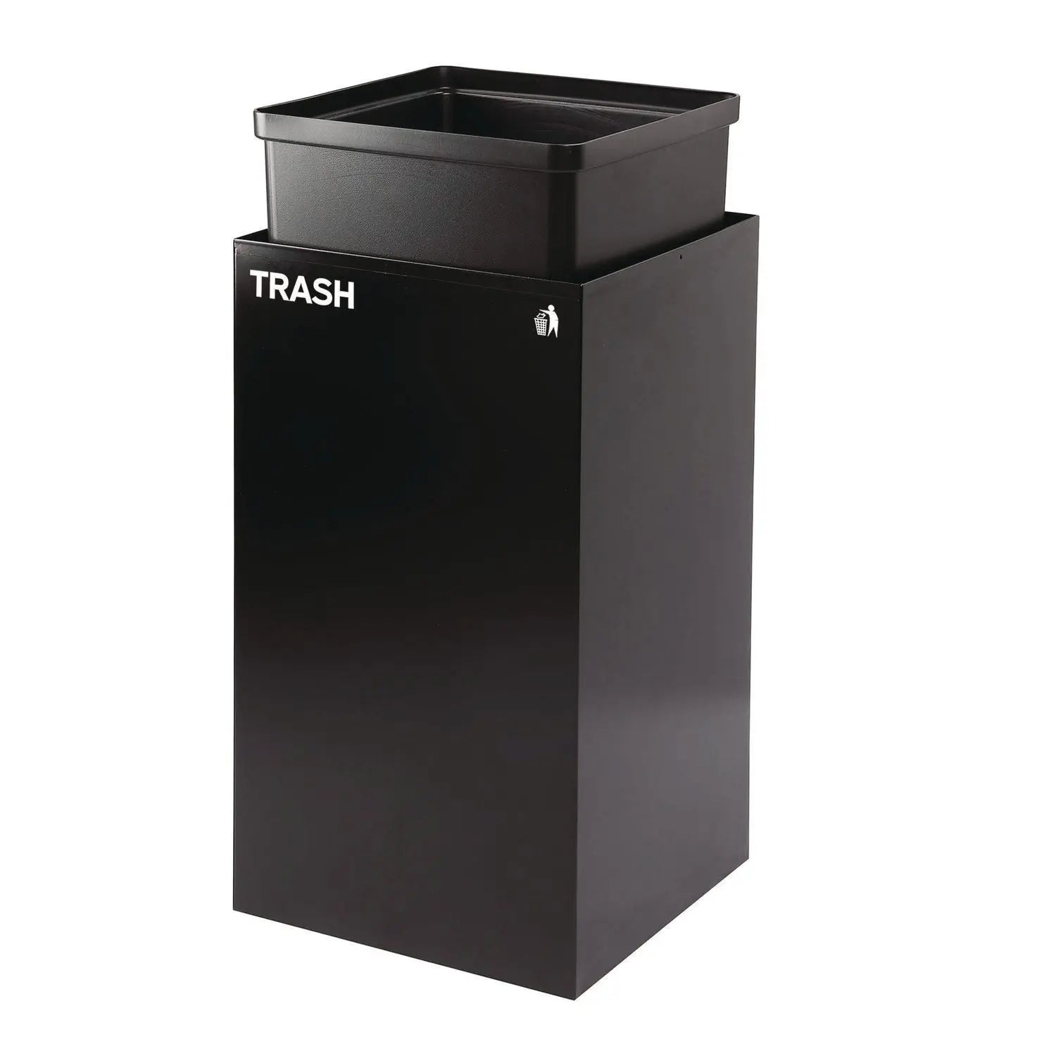 Alpine Industries 29 Gallon Steel Trash Can & Recycling Bin Set - Green Recycling Can & Black Trash Can with Square Lids for Kitchen, Office, or Outdoor Waste Management