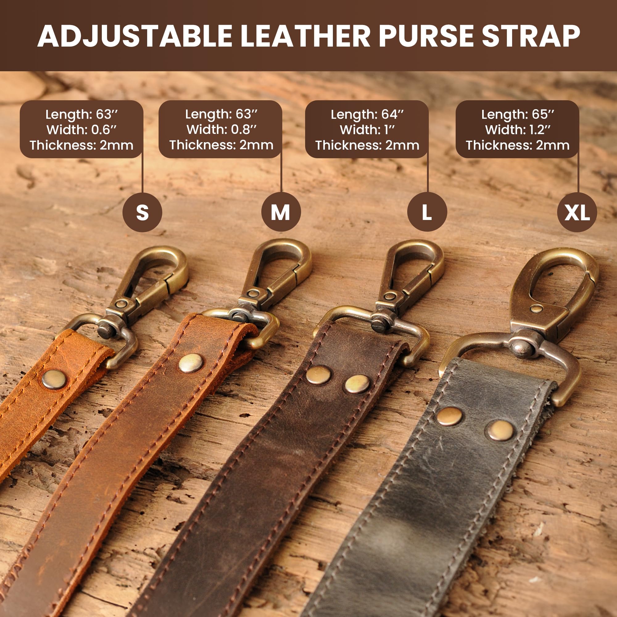 100% Genuine Leather Purse Strap with Swivel Clasps - Adjustable Shoulder Strap for Handbags, Laptop Cases & Totes - Handmade Dark Brown Leather Crossbody Strap (Perfect for Work, Travel & Everyday Use)