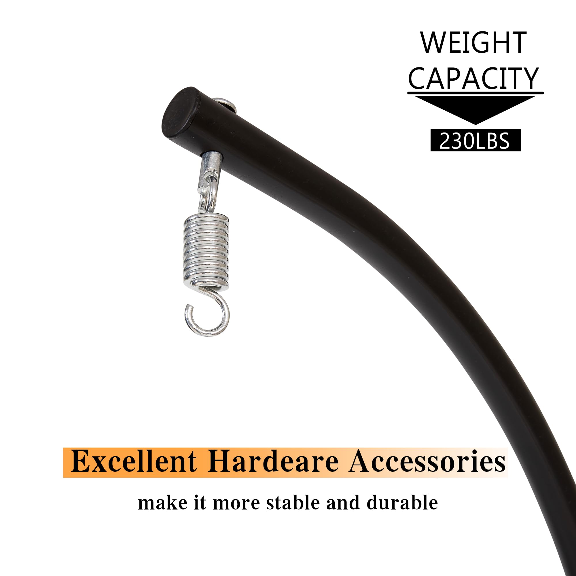 Heavy Duty Powder Coated Round Base Hammock Stand for Indoor & Outdoor Use - Durable Hanging Stand for Hammock Chairs (Black) | Perfect for Patio, Garden, Backyard Relaxation & Porch Swing