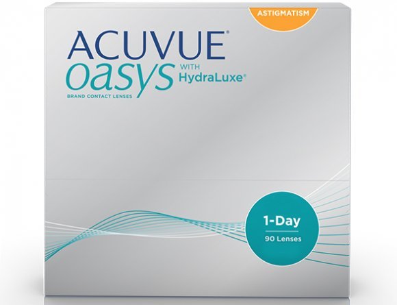 Acuvue Oasys 1-Day Toric Daily Disposable Contact Lenses for Astigmatism - 90 Pack (90 Lenses) | Comfortable & Breathable for All-Day Wear | Perfect for Active Lifestyles, Sports & Outdoor Activities