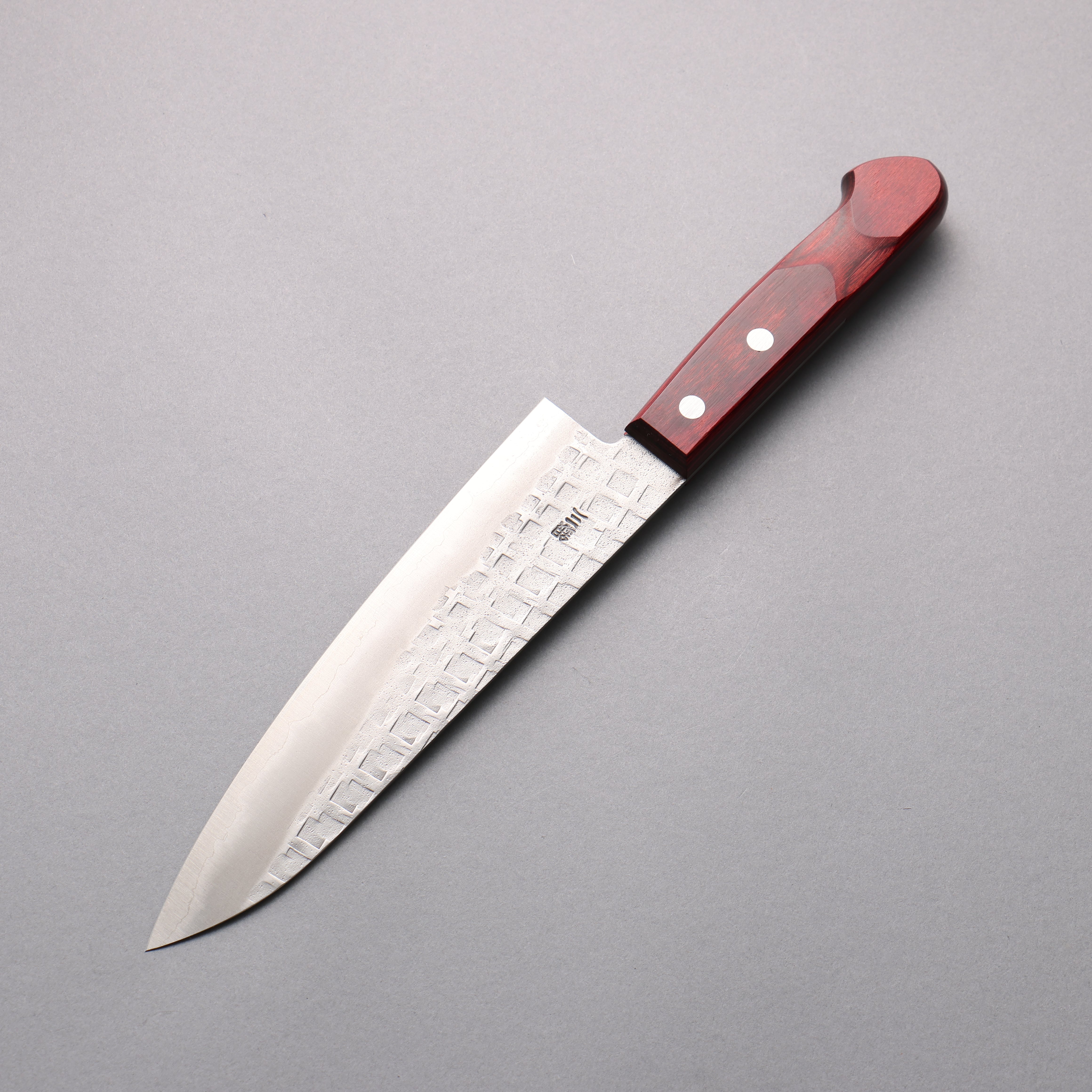 Premium Nao Yamamoto Nashiji Hammered Gyuto Chef Knife 180mm - Silver Steel No.3 Blade with Red Pakka Wood Handle - Perfect for Professional Chefs & Home Cooking Enthusiasts