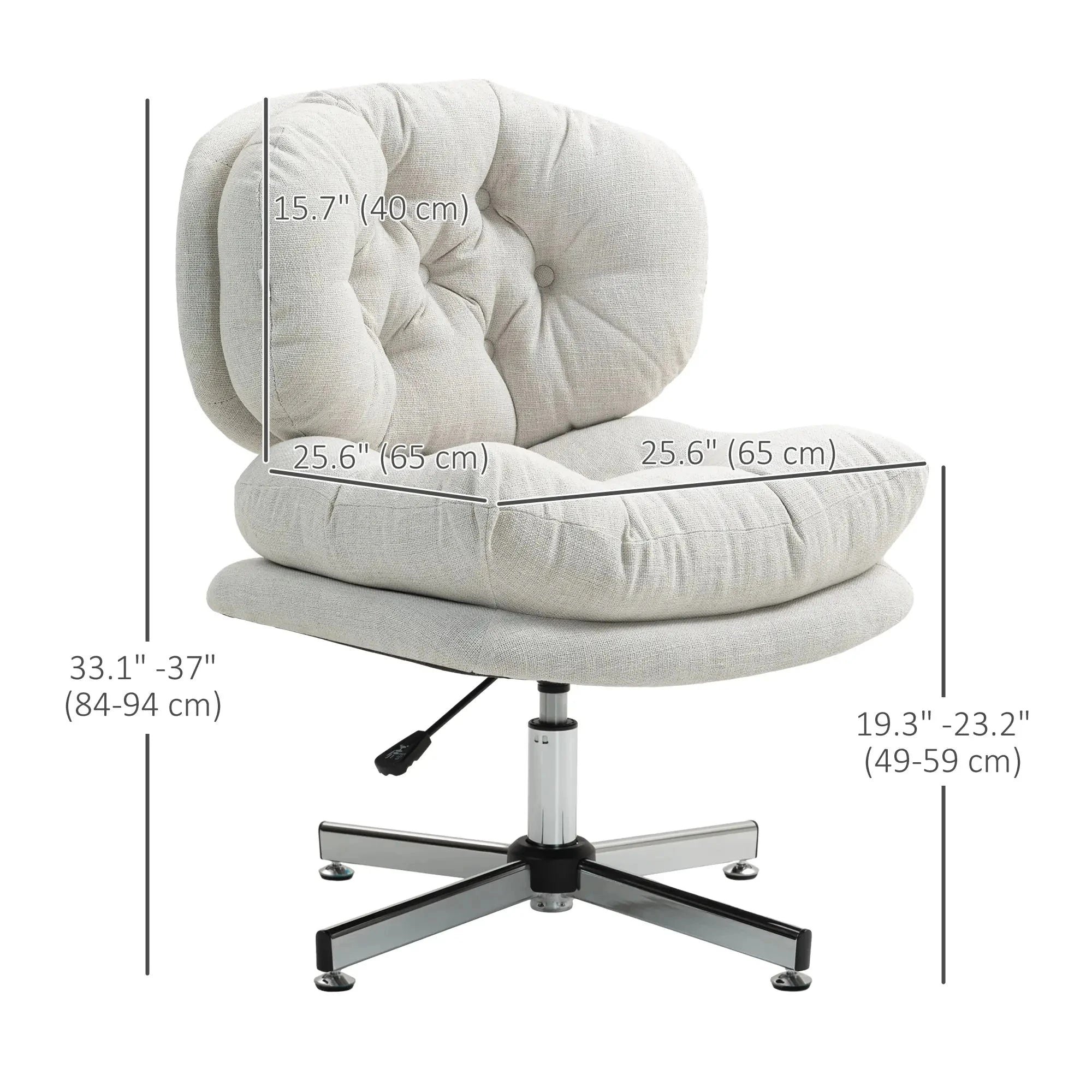 Ergonomic Armless Office Chair with Wide Padded Seat - Adjustable Height Task Chair for Home & Office - Available in Black & Gray - Perfect for Small Spaces, Conference Rooms & Waiting Areas