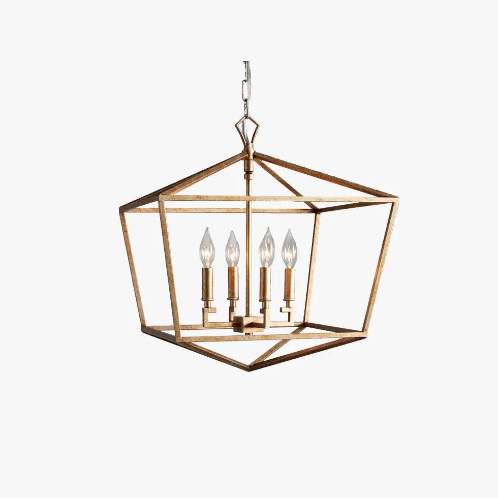 Vintage Industrial Geometric Cage Candelabra Ceiling Light - Rustic Metal Pendant Lighting for Dining Room, Kitchen, or Bedroom