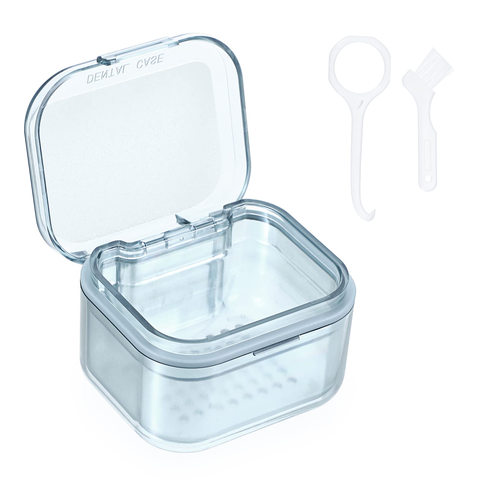 3-Tier Denture Soak Case with Brush & Strainer - Travel-Friendly Cleaning Container