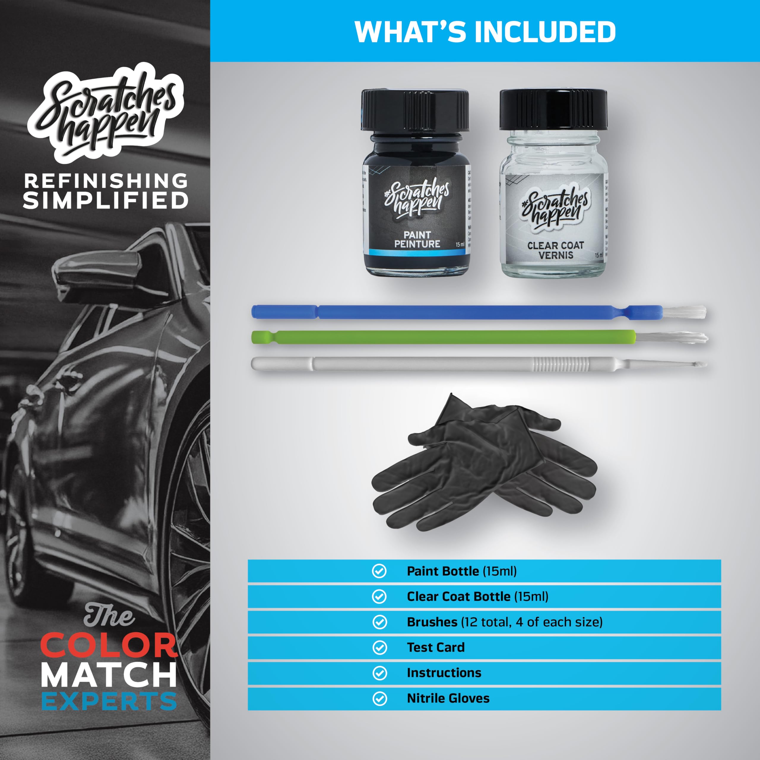 ScratchesHappen Exact-Match Touch Up Paint Kit for Nissan - Glacier Pearl/Ivory Pearl/Phantom White Pearl/Pikes Peak White Pearl/White Pearl (QX1) - Paint + Clear Coat - Perfect for Car Scratch Repair & DIY Auto Touch Ups