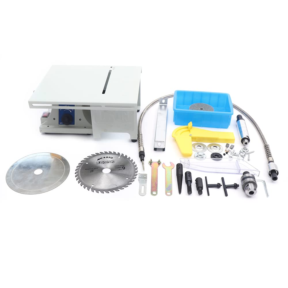Portable Mini Table Saw with Flexible Shaft - Electric Bench Lathe, Polisher & Grinder for Jewelry Making, Woodworking & DIY Crafts | Perfect for Small Projects, Home Workshops & Hobbyists