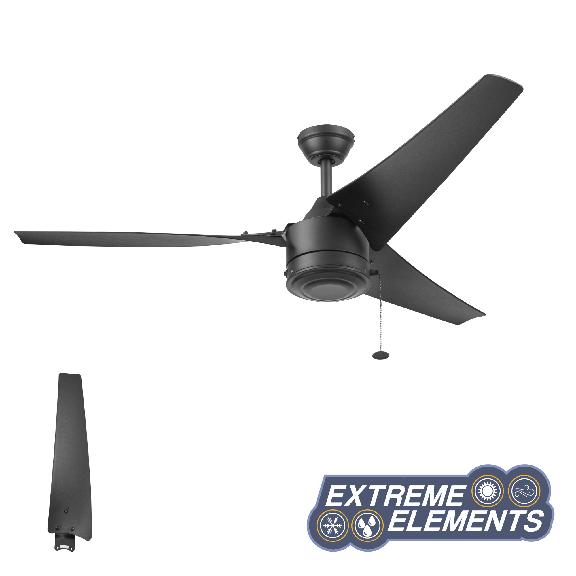 56 Inch Matte Black Ceiling Fan with Pull Chain - Indoor/Outdoor Use for Living Room, Bedroom, Patio & Covered Porch