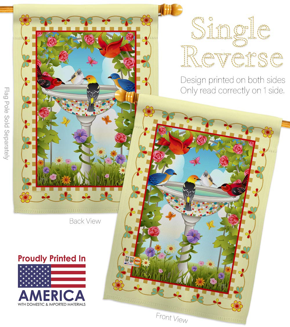 Premium 28x40 Inch Ivory House Flag with Exquisite Bird Designs - Flamingo, Hummingbird, Cardinal & Peacock - Spring Wildlife Decor for Yard, Garden & Outdoor Spaces | Made in USA | Perfect Gift for Nature Lovers & Bird Enthusiasts