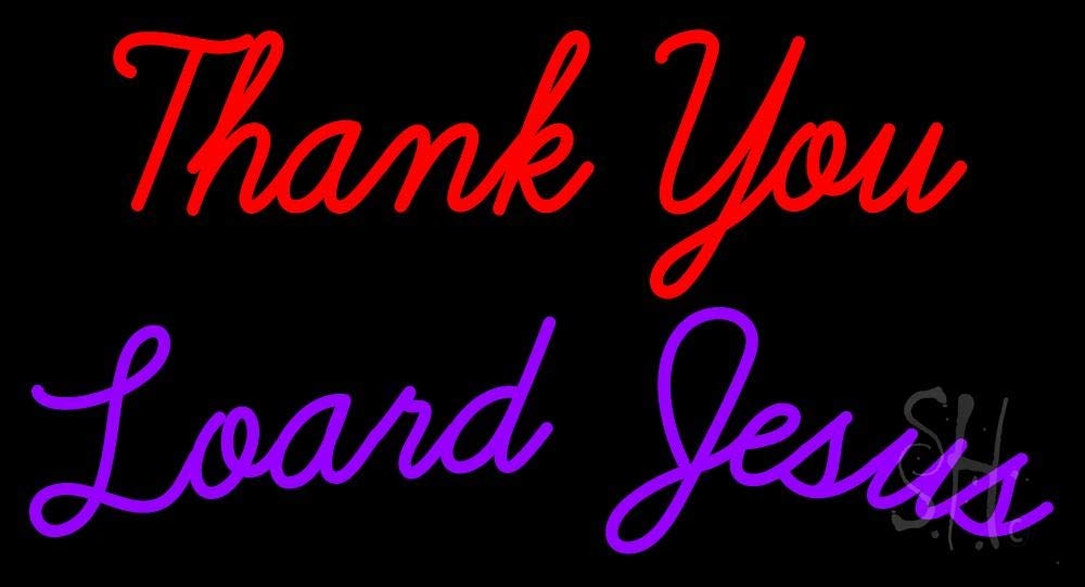 Thank You Lord Jesus LED Neon Sign 13x24 Inches - Black Square Acrylic Backing with Dimmer - Premium Indoor Wall Decor for Home, Church, Retail Store - Perfect for Religious Gifts, Worship Spaces & Christian Home Decor