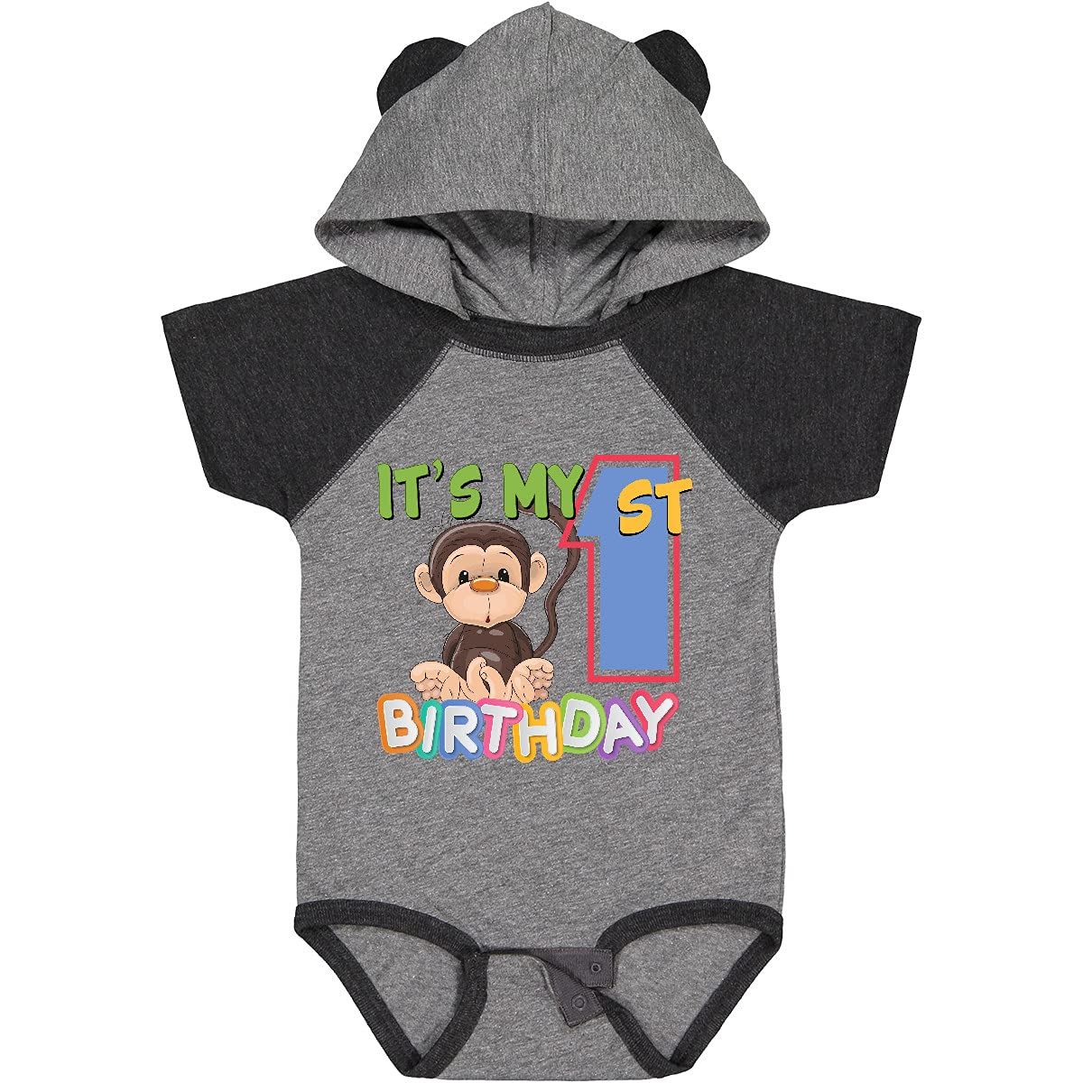 Inktastic Monkey First Birthday Baby Bodysuit - Cute 1st Birthday Outfit for Boys & Girls - Perfect for Birthday Photos, Parties & Celebrations